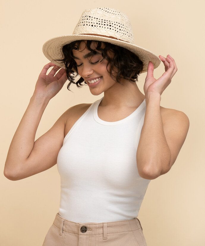 Straw Panama Hat with Leather Buckle Image 2