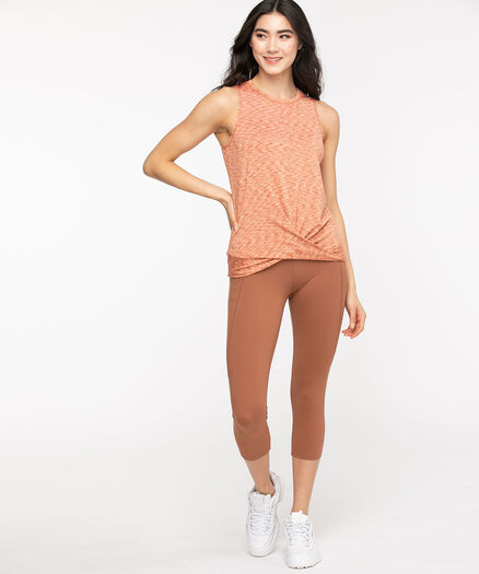 Sleeveless Twist Front Activewear Top, Tawny Orange