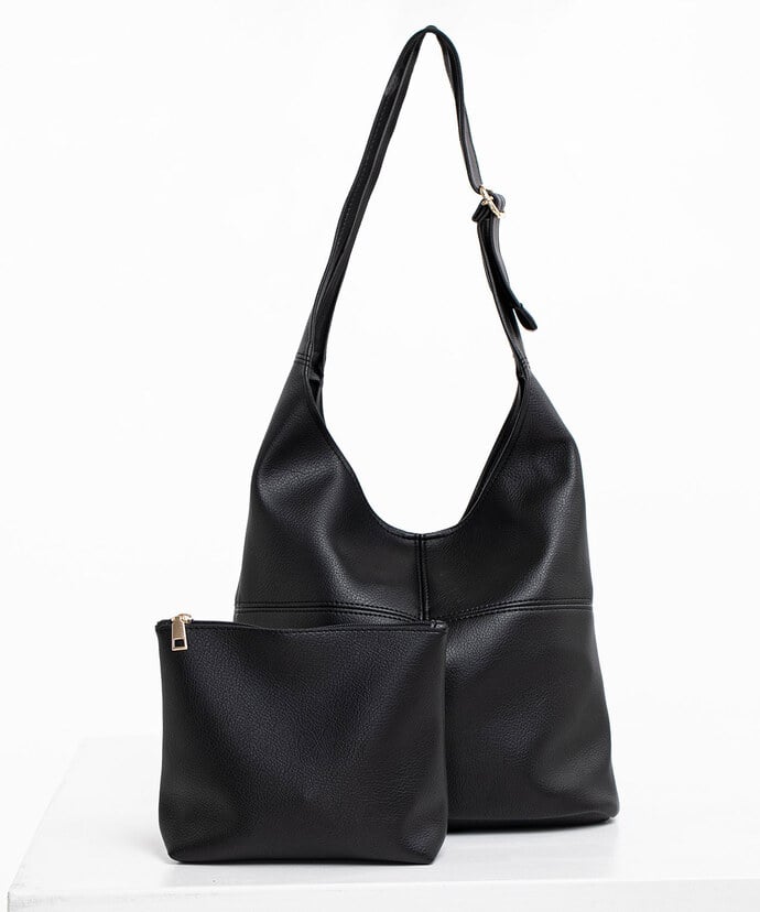 Slouchy Faux Leather Tote Bag Image 2