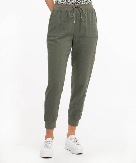 Linen Blend Drawstring Jogger, Beetle Linen Blend Drawstring Jogger, Beetle