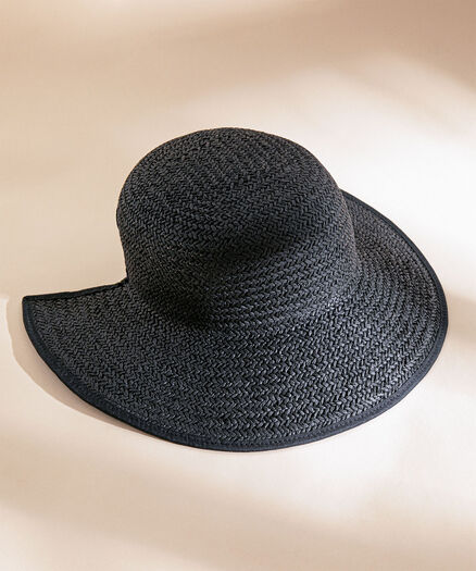 Black Summer Hat with Stretch Back Detail, Black