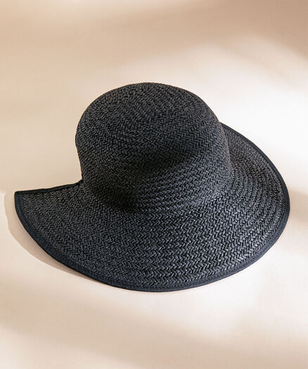 Black Summer Hat with Stretch Back Detail, Black Black Summer Hat with Stretch Back Detail, Black