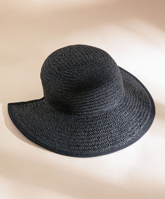 Black Summer Hat with Stretch Back Detail Image 1