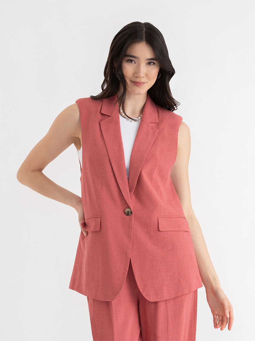 Classic Mid Length Linen Vest Rickis