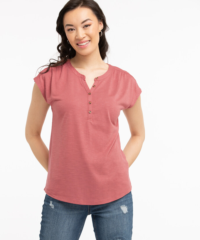 Extended Sleeve Henley Top Image 1