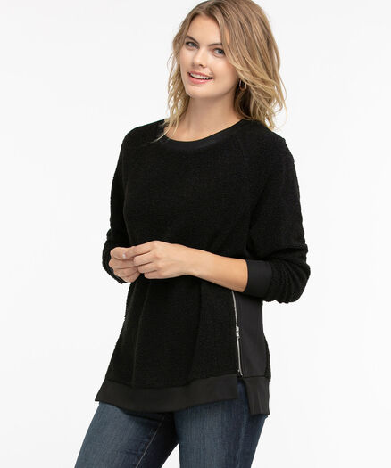 Textured Zipper Tunic Top, Black Textured Zipper Tunic Top, Black