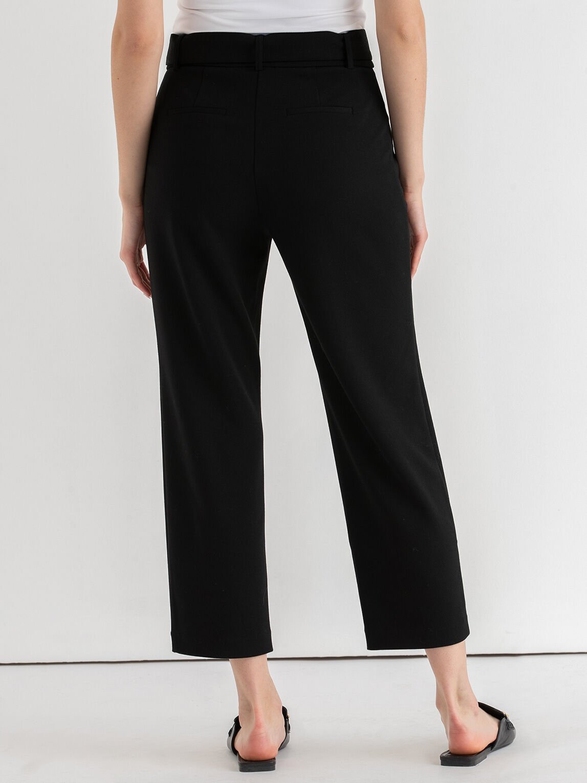 Belted Straight Crop Pant in Scuba Crepe