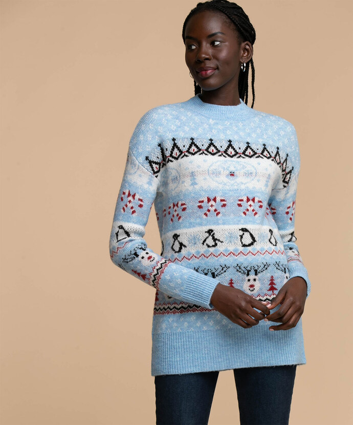 Fair Isle Mock Neck Tunic Sweater Image 4