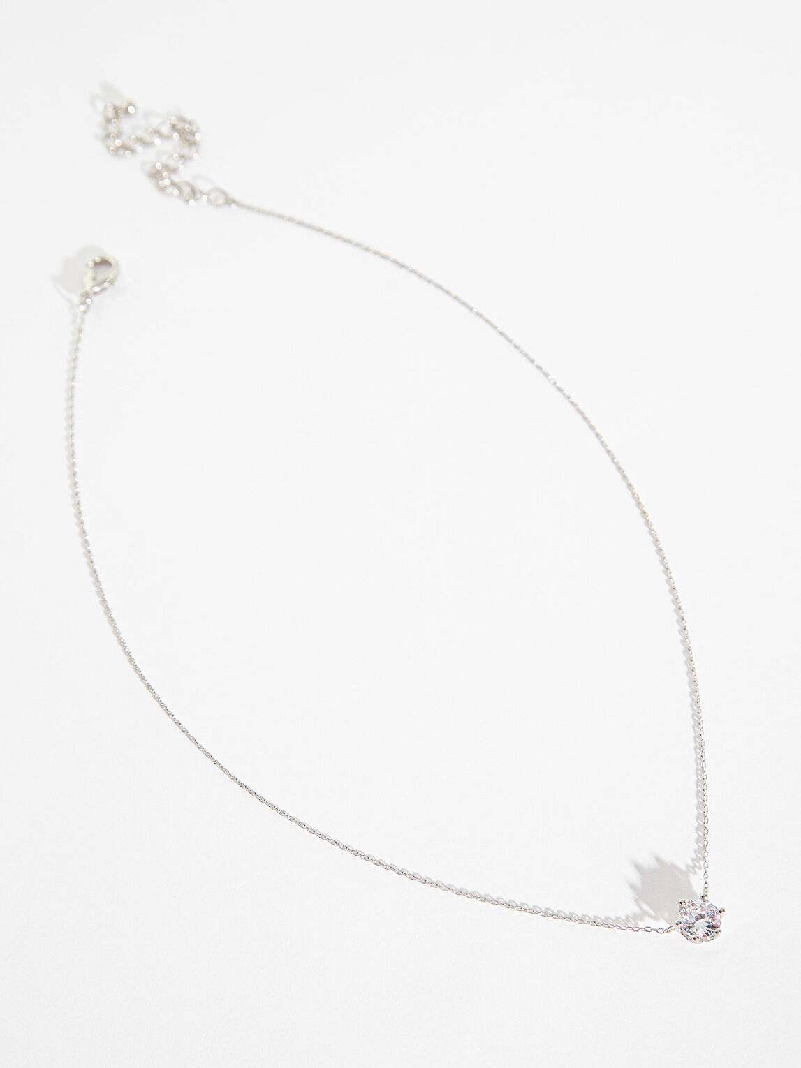 Silver Cubic Zirconia Solitaire Necklace