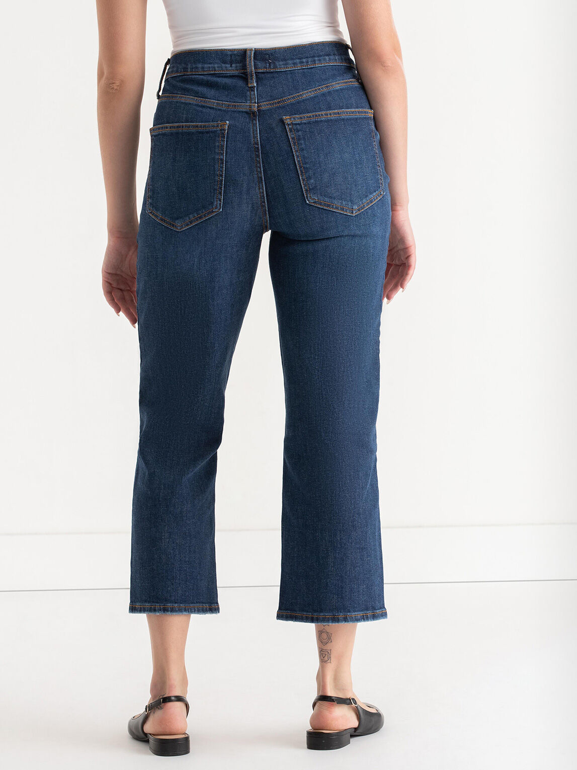 High waisted straight leg cropped jeans on sale