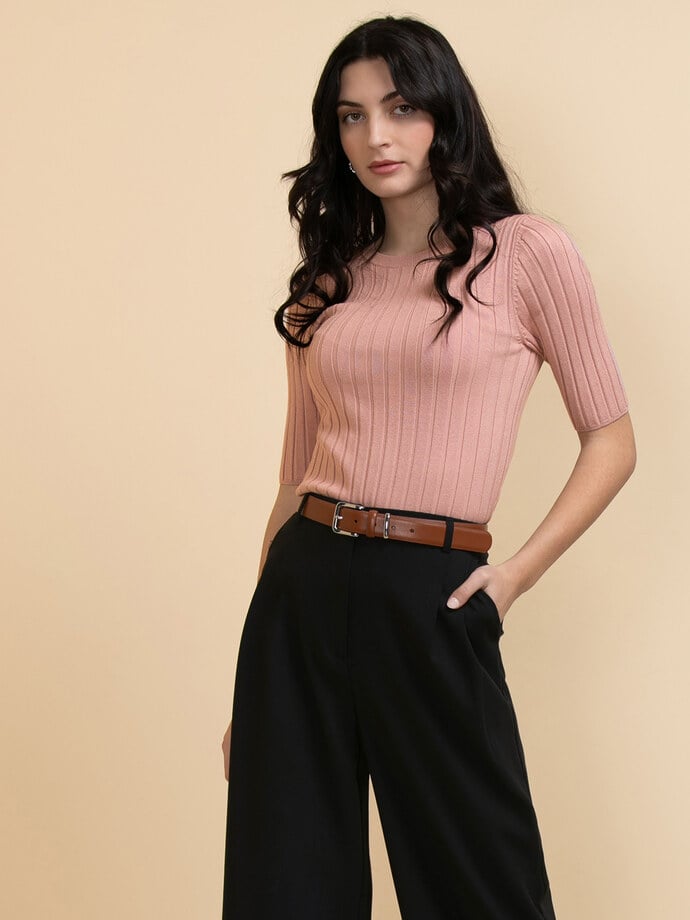 Elbow Sleeve Ribbed Sweater Image 2