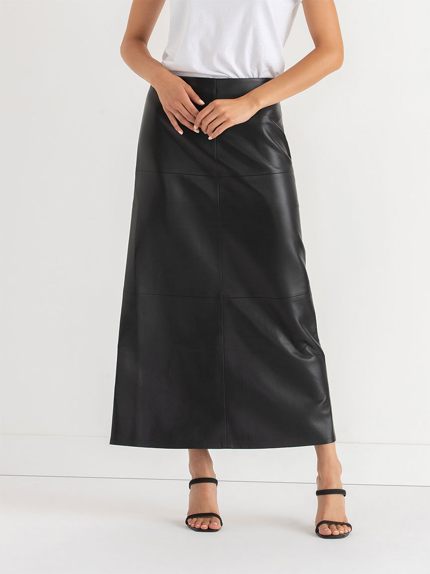 Black leather maxi skirt deals