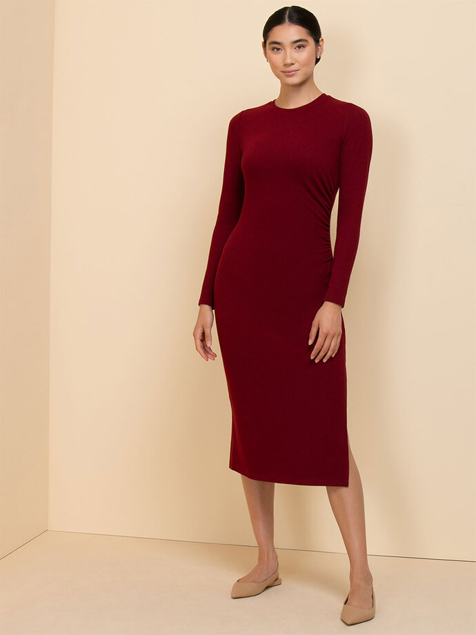 Long-Sleeved Ribbed Midi Dress Image 5