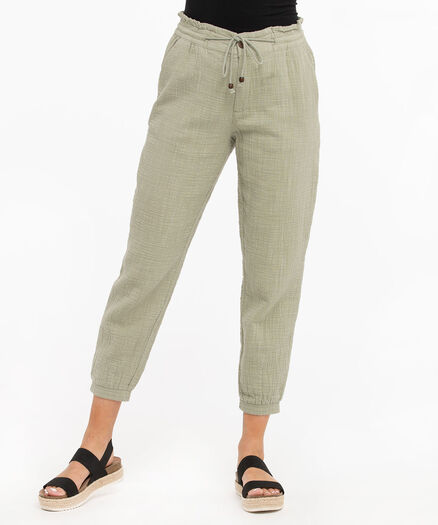 Gauze Drawstring Jogger, Tea Gauze Drawstring Jogger, Tea