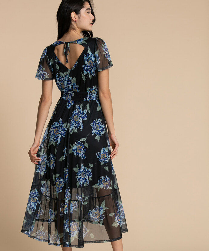 Smocked Waist Flowy Dress with Flutter Sleeves Image 1