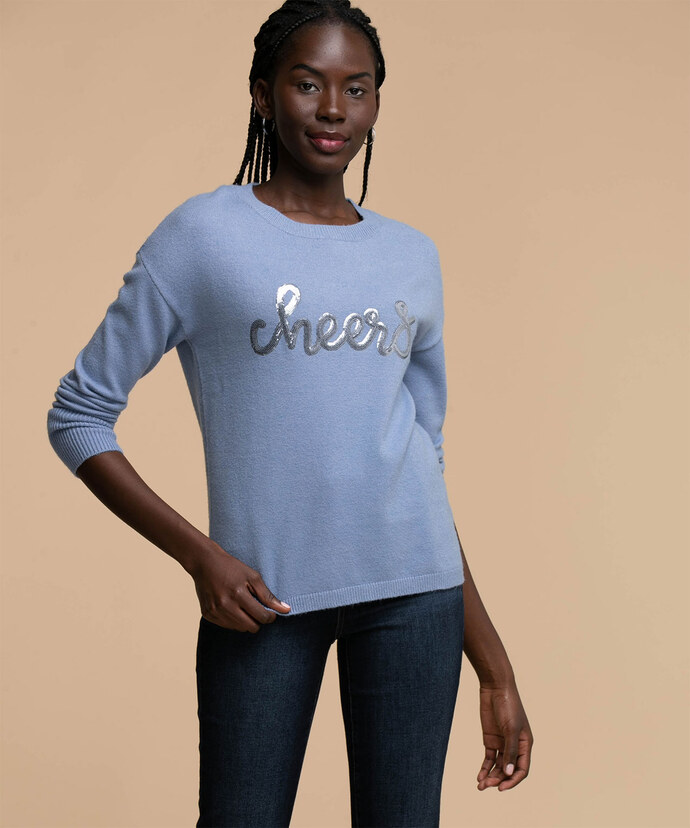 "Cheers" Sequin Sweater Image 2