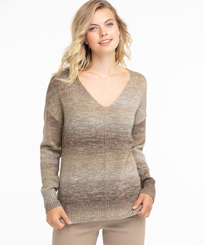 Multicoloured V-Neck Knit Sweater Image 1