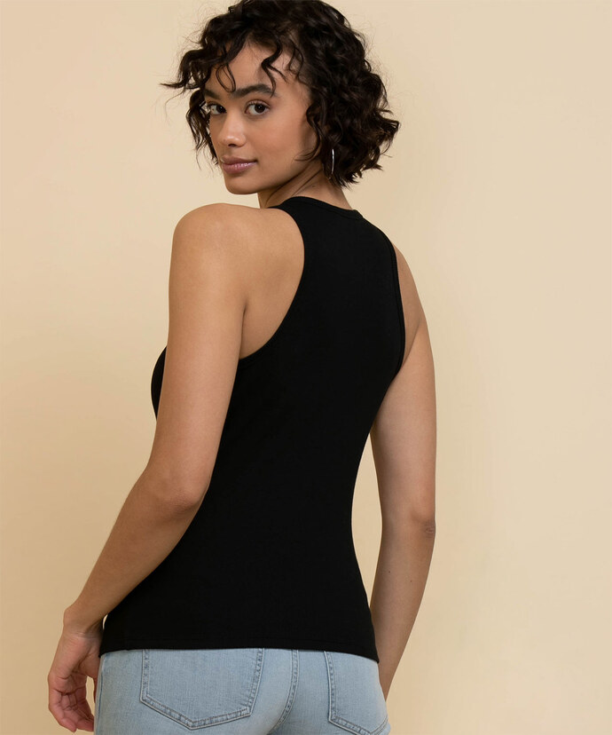 Sleeveless Rib Top with Cut-Out Image 3
