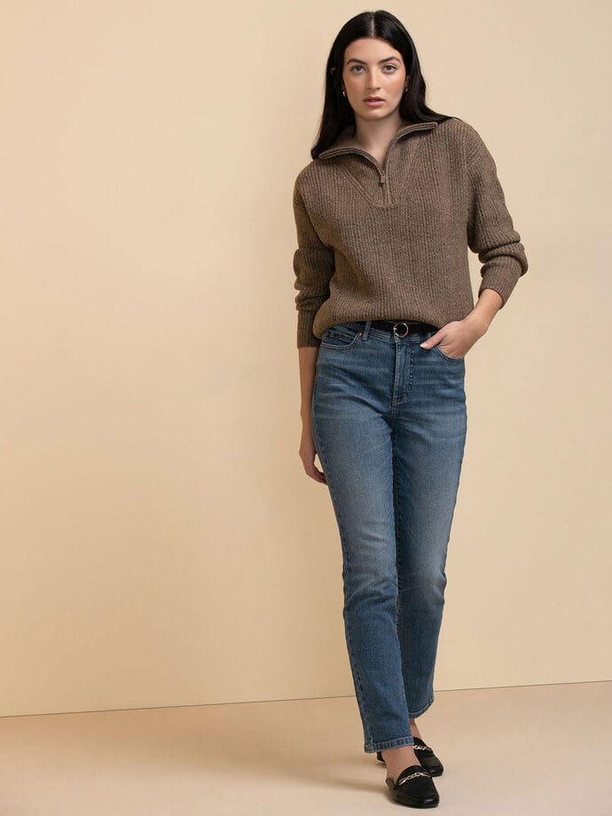 Wool-Blend Pointelle Quarter-Zip Sweater Image 2