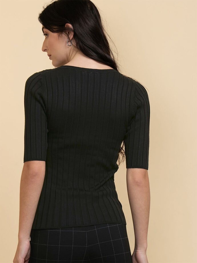 Elbow Sleeve Ribbed Sweater Image 5