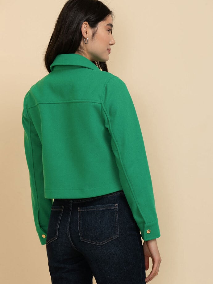 Cropped Shacket with Collar Image 4