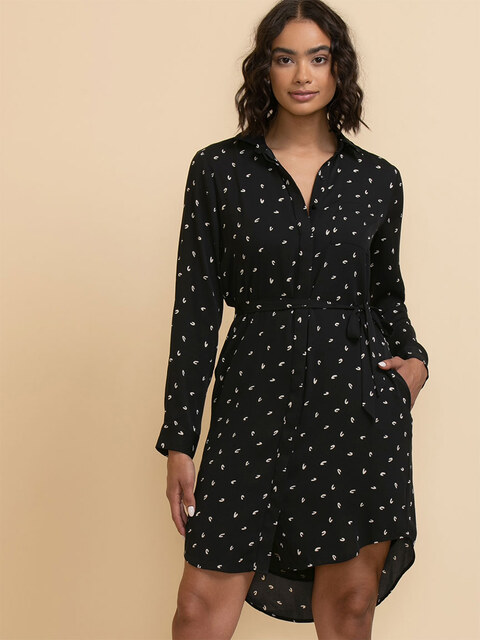 Long Sleeve Shirtdress with Roll Sleeves