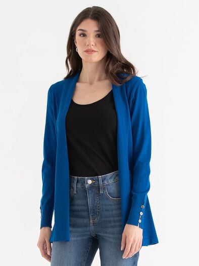 Side Tab Button Cardigan, Classic Blue Side Tab Button Cardigan, Classic Blue