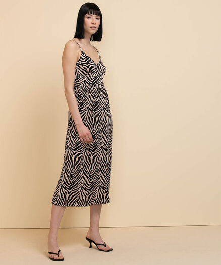 Tash + Sophie Strappy Dress with Beads, Zebra Print