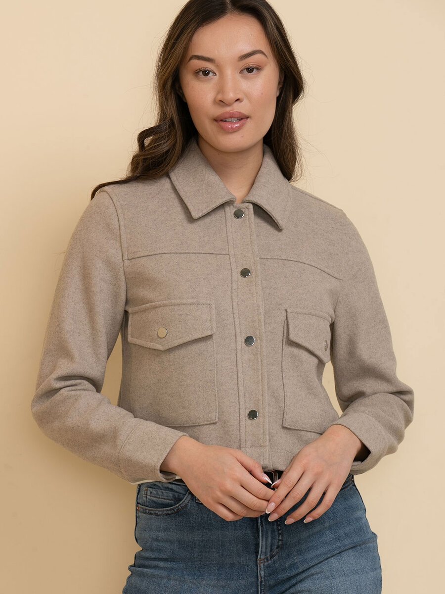 Cropped Shacket with Collar