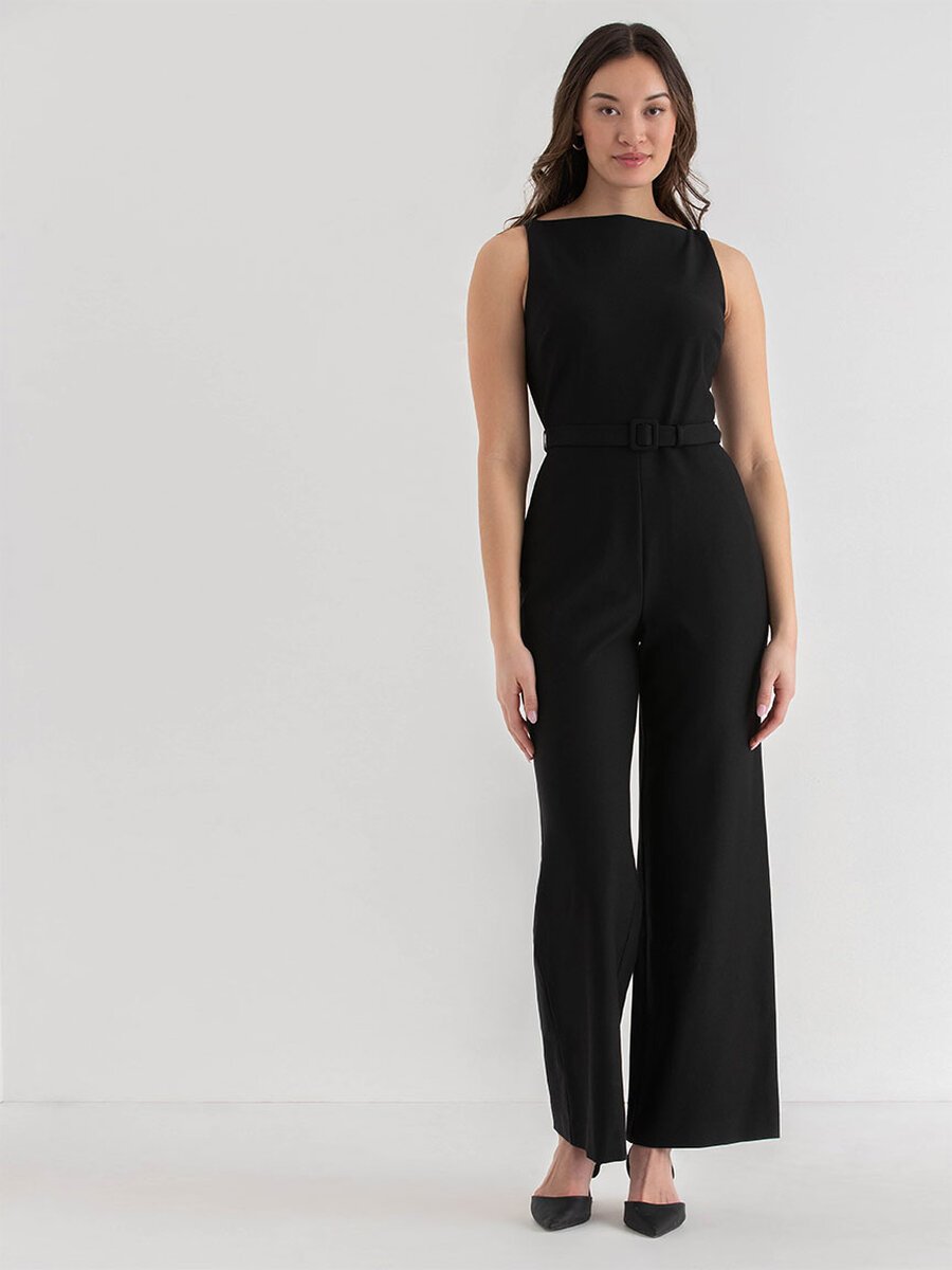 Boatneck Jumpsuit in Luxe Ponte