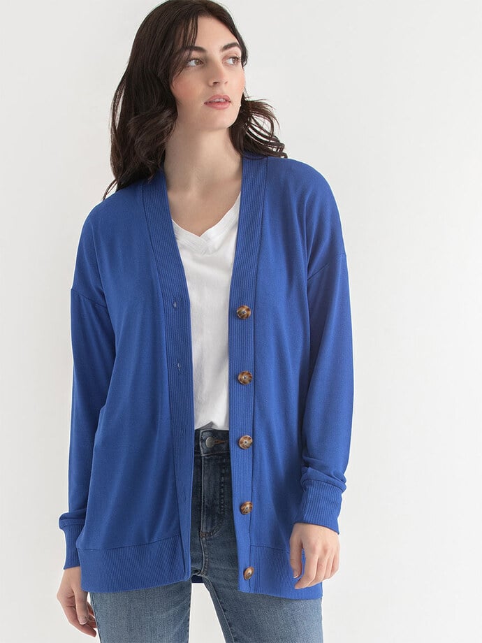 Long Button-Front Cardigan Image 1