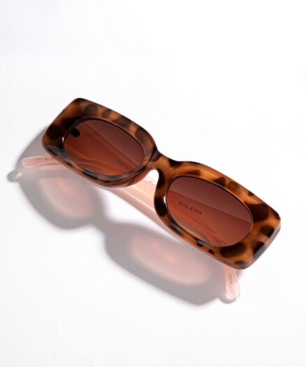 Rectangular Tortoise Sunglasses, Tortoise/Pink