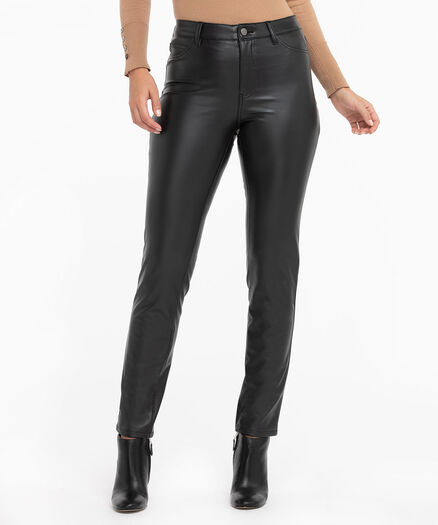 Faux Leather Straight Leg Pant, Black Faux Leather Straight Leg Pant, Black