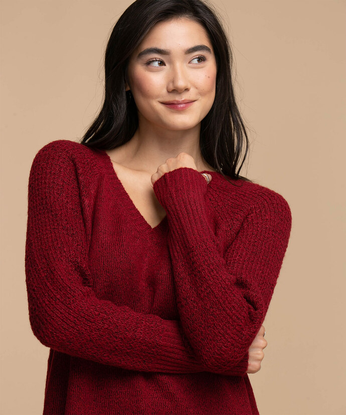 Guilty V-Neck Twisted Yarn Sweater Image 2