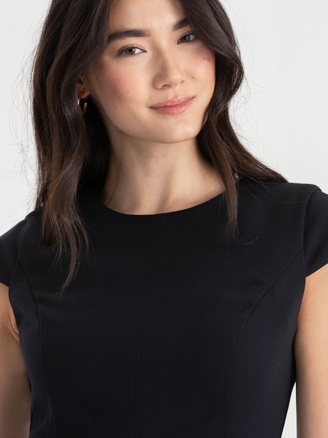 Black short sleeve fit and flare dress sale
