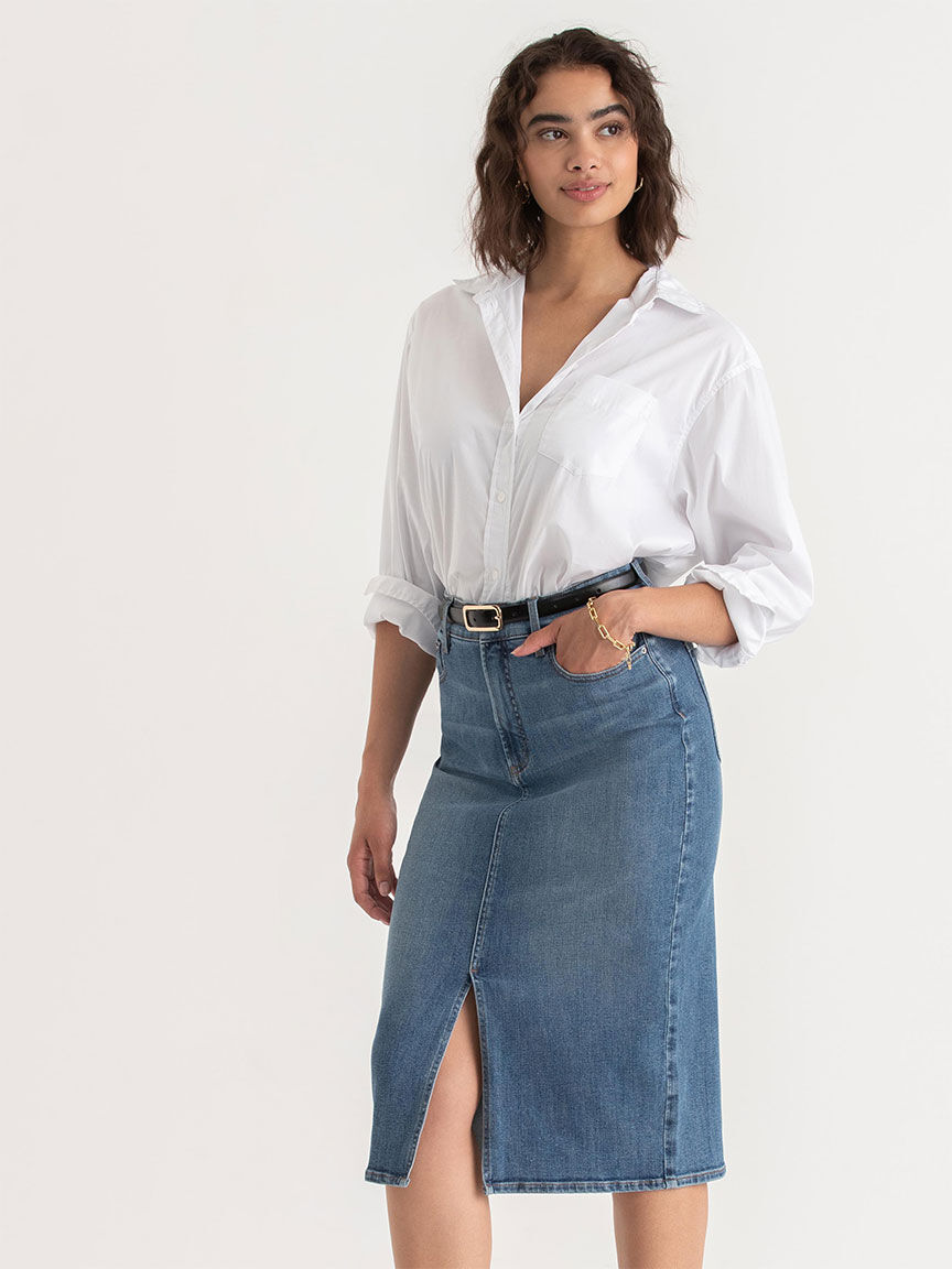 Denim Midi Skirt Ricki s Size 0 Mid Wash Colour