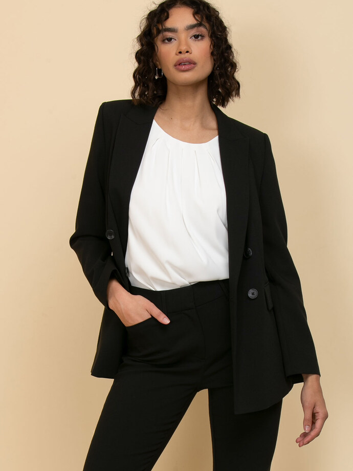 London Double Breasted Relaxed Blazer in Luxe Tailored | Rickis