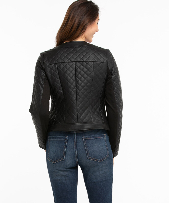 Quilted Vegan Leather Jacket Image 3