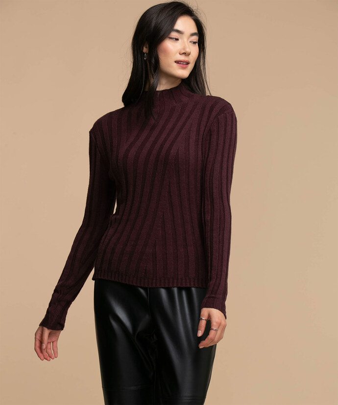 Femme By Design Ribbed Mock Neck Sweater Image 1