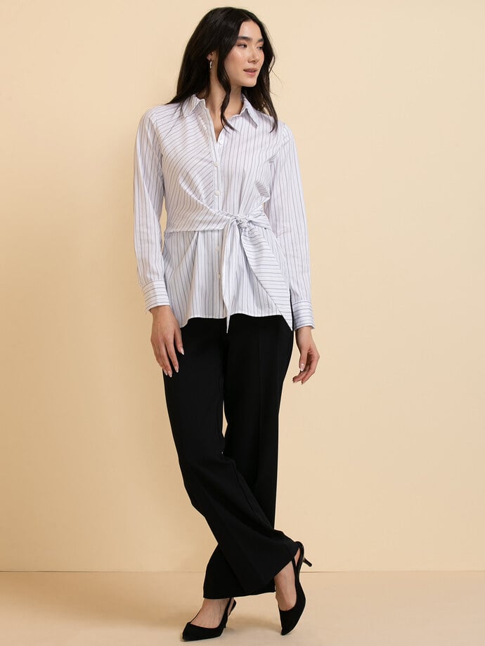 Collared Blouse with Tie Waist Image 2