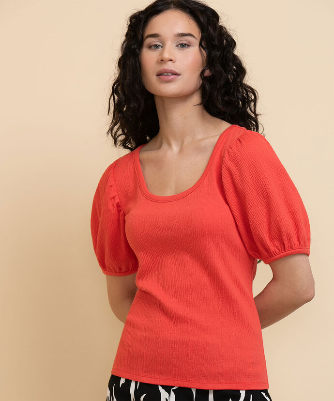 Textured Puff Sleeve Top Image 3