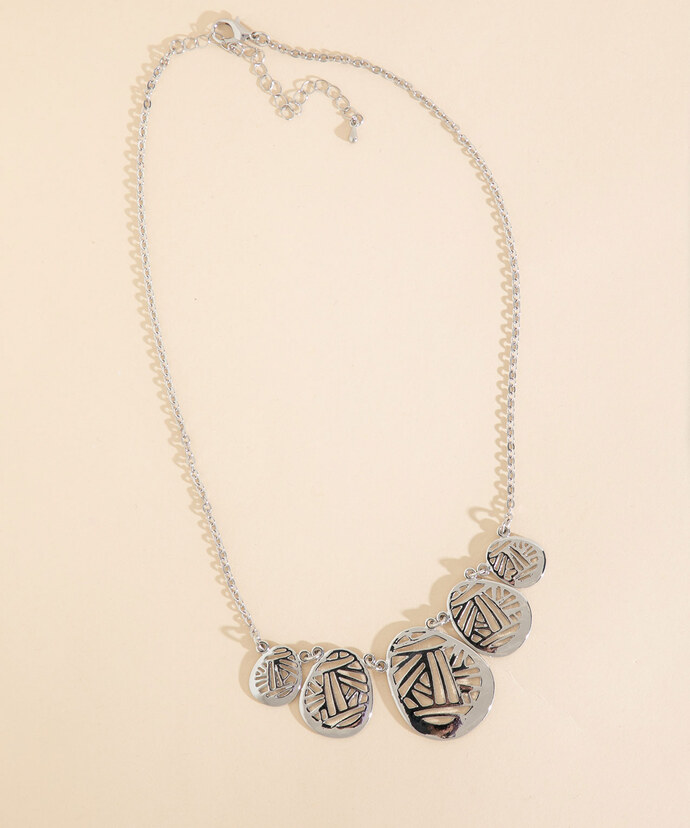 Short Statement Necklace with Abstract Plates Image 2