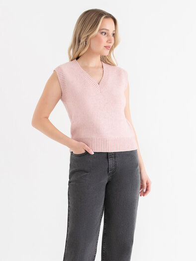 V-Neck Sweater Vest, Lilas V-Neck Sweater Vest, Lilas