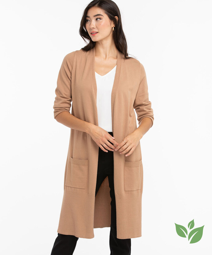 Eco-Friendly Ribbed Duster Cardigan Image 1