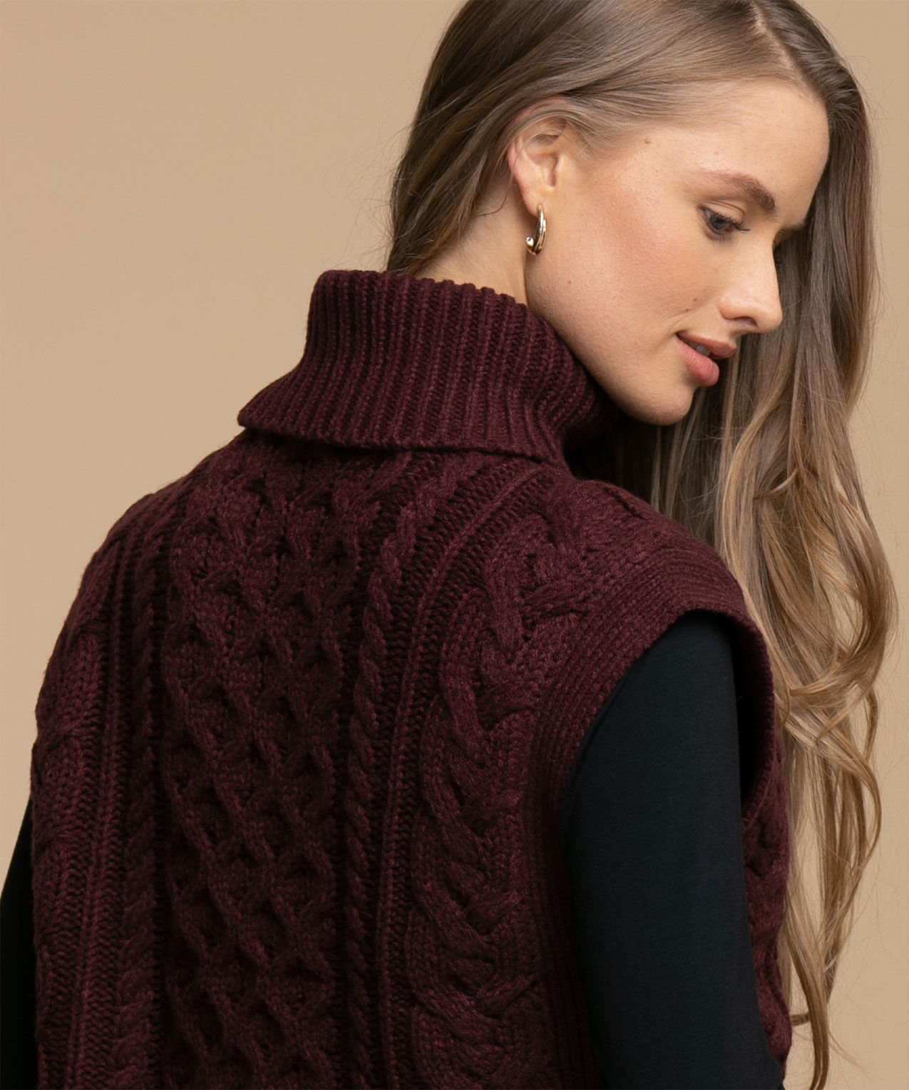Cowl neck sweater vest top