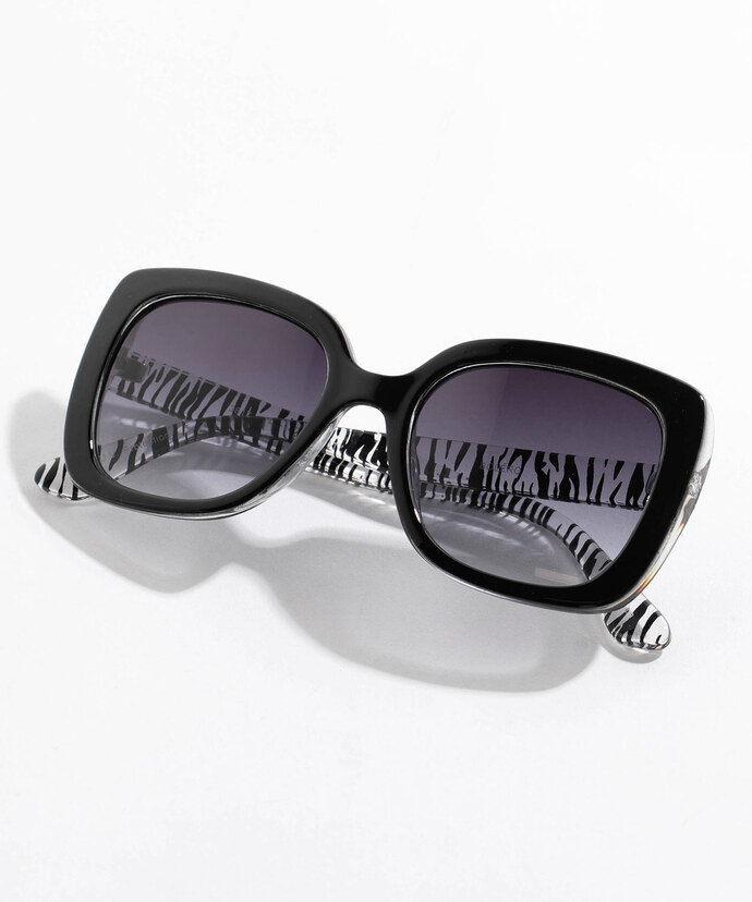 Square Black Sunglasses with Contrasting Arms Image 2