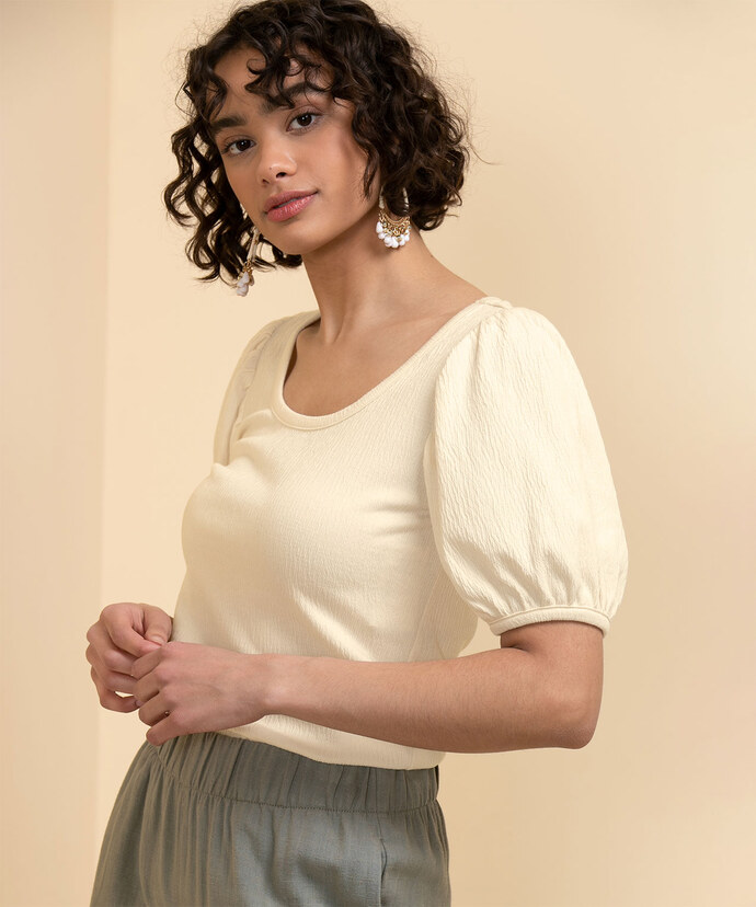 Textured Puff Sleeve Top Image 1