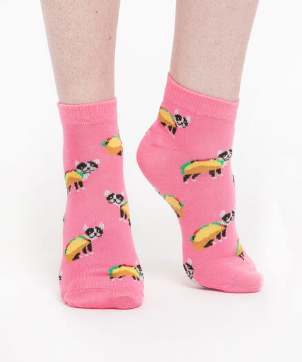 Taco Dog Ankle Socks, Pink
