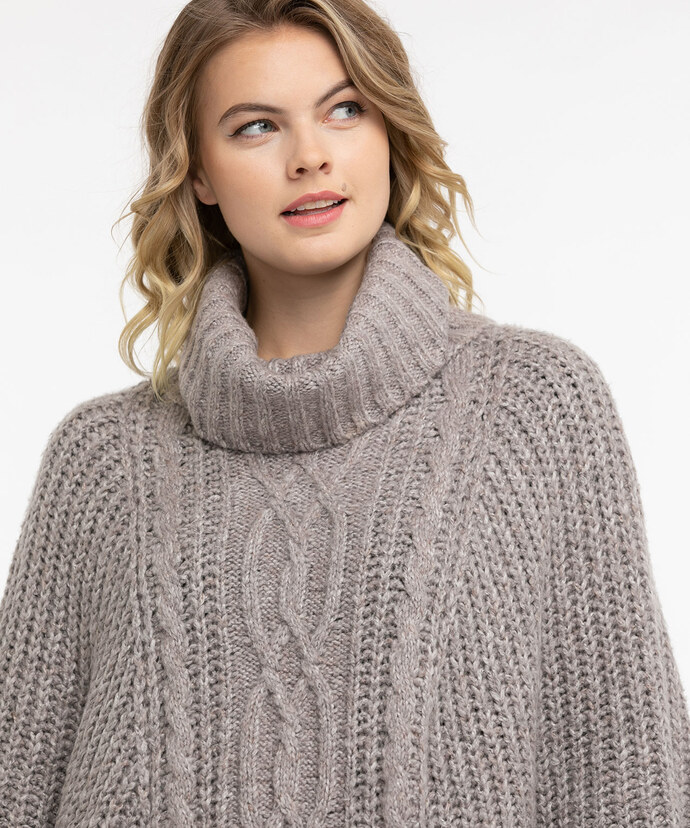 Cable Knit Cowl Neck Poncho Image 5