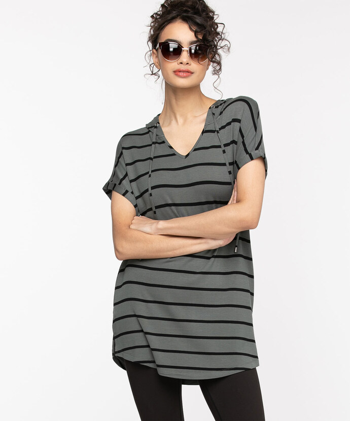 Short Sleeve Hooded Tunic Top Image 5